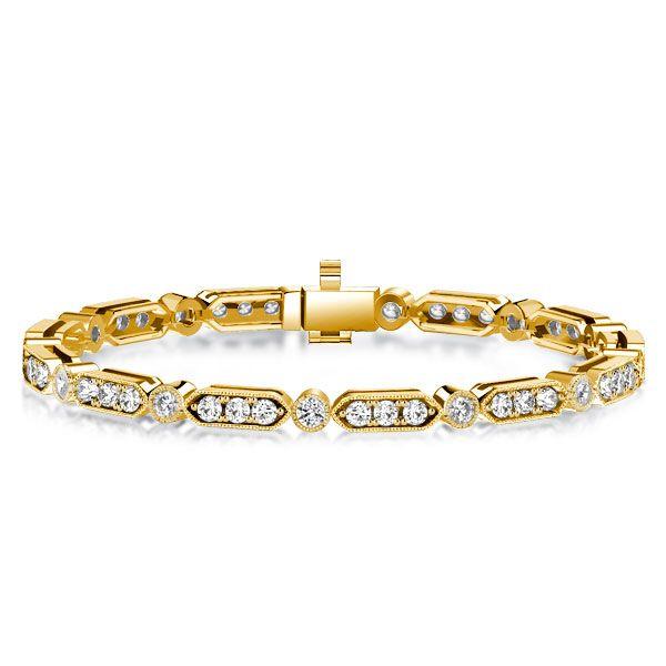 Milgrain Bezel White Sapphire Tennis Bracelet for Women - Sterling Silver