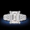 Emerald Cut White Sapphire Engagement Ring for Women in Rhodium-Plated Sterling Silver