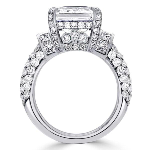 Emerald Cut White Sapphire Engagement Ring for Women in Rhodium-Plated Sterling Silver