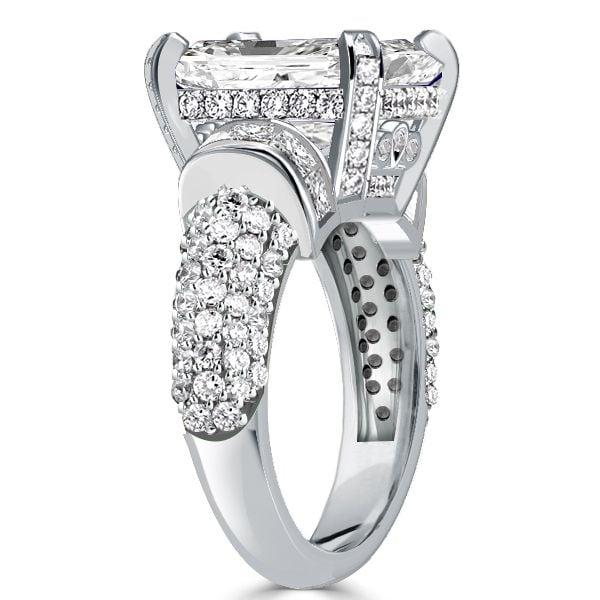 Emerald Cut White Sapphire Engagement Ring for Women in Rhodium-Plated Sterling Silver