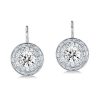 Luxury Double Halo Round Cut Drop Earrings - 925 Sterling Silver