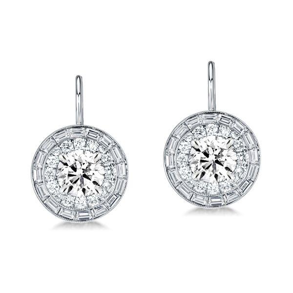 Luxury Double Halo Round Cut Drop Earrings - 925 Sterling Silver