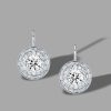 Luxury Double Halo Round Cut Drop Earrings - 925 Sterling Silver