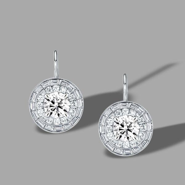 Luxury Double Halo Round Cut Drop Earrings - 925 Sterling Silver