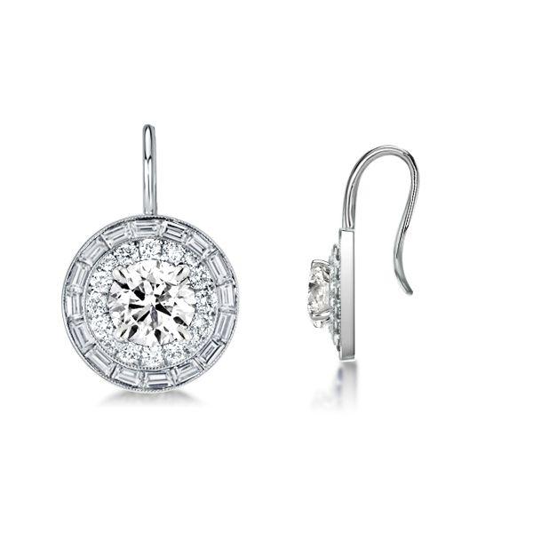 Luxury Double Halo Round Cut Drop Earrings - 925 Sterling Silver