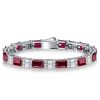 Emerald Cut Ruby Bracelet - 925 Sterling Silver Wedding Bracelet