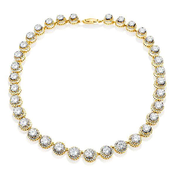 Eternity Halo Tennis Necklace - 925 Sterling Silver - Available in Multiple Lengths & Finishes