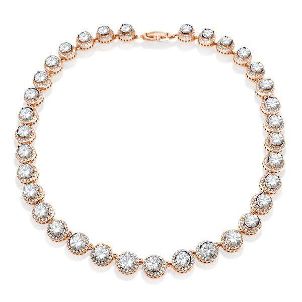 Eternity Halo Tennis Necklace - 925 Sterling Silver - Available in Multiple Lengths & Finishes