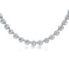 Eternity Halo Tennis Necklace - 925 Sterling Silver - Available in Multiple Lengths & Finishes