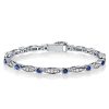 Dainty Sterling Silver Blue Sapphire Bracelet for Women | Rhodium Plated