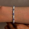 Dainty Sterling Silver Blue Sapphire Bracelet for Women | Rhodium Plated