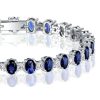 Oval Cut Blue Sapphire Tennis Bracelet in 925 Sterling Silver - Wedding Jewelry