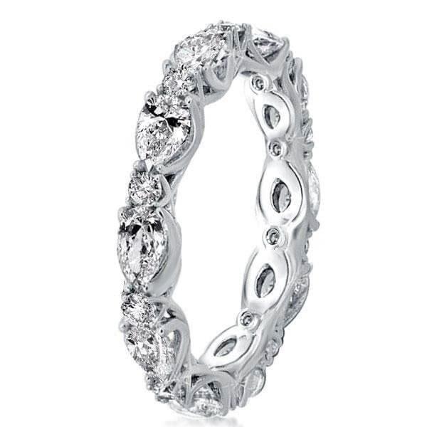 Sterling Silver Eternity Wedding Band for Her with Pear Created White Sapphire
