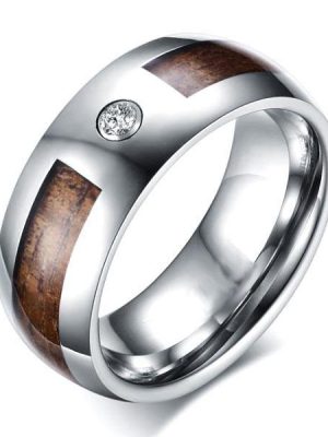 Men's Tungsten Carbide Solitaire Ring - Blue Plated, 8mm Band