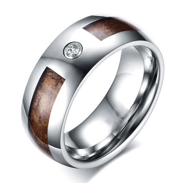 Men's Tungsten Carbide Solitaire Ring - Blue Plated, 8mm Band
