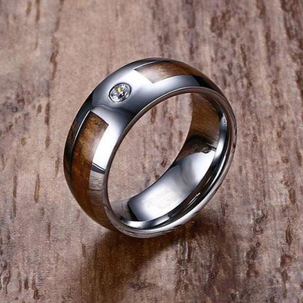 Men's Tungsten Carbide Solitaire Ring - Blue Plated, 8mm Band