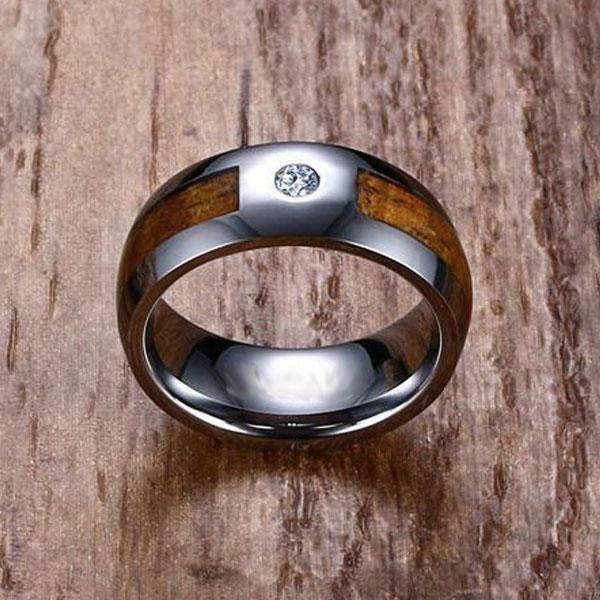 Men's Tungsten Carbide Solitaire Ring - Blue Plated, 8mm Band