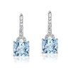 Cushion Cut Aquamarine Drop Earrings for Women - 925 Sterling Silver