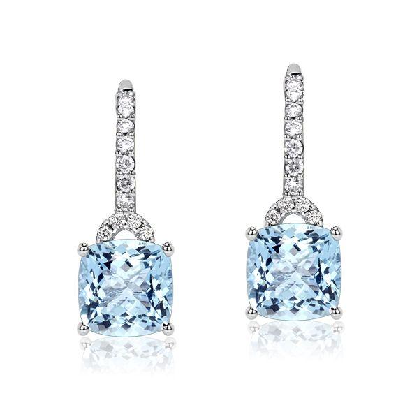 Cushion Cut Aquamarine Drop Earrings for Women - 925 Sterling Silver