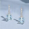 Cushion Cut Aquamarine Drop Earrings for Women - 925 Sterling Silver