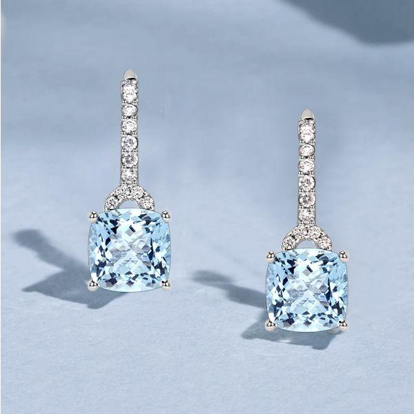 Cushion Cut Aquamarine Drop Earrings for Women - 925 Sterling Silver