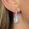 Cushion Cut Aquamarine Drop Earrings for Women - 925 Sterling Silver