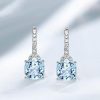 Cushion Cut Aquamarine Drop Earrings for Women - 925 Sterling Silver