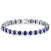 Blue Sapphire Tennis Bracelet - Oval Cut, Sterling Silver - Perfect for Weddings