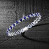 Blue Sapphire Tennis Bracelet - Oval Cut, Sterling Silver - Perfect for Weddings