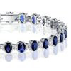 Blue Sapphire Tennis Bracelet - Oval Cut, Sterling Silver - Perfect for Weddings