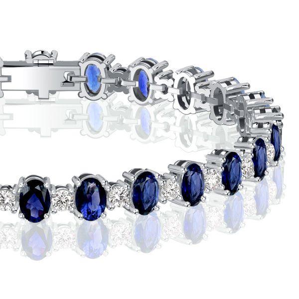 Blue Sapphire Tennis Bracelet - Oval Cut, Sterling Silver - Perfect for Weddings