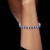 Blue Sapphire Tennis Bracelet - Oval Cut, Sterling Silver - Perfect for Weddings