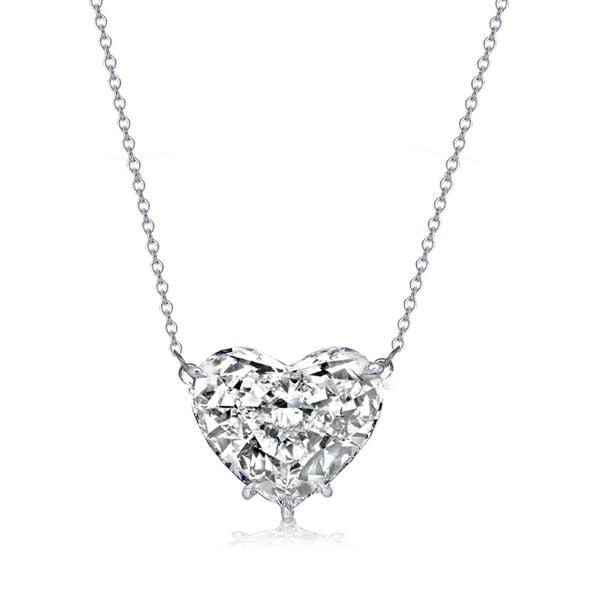 Classic Heart Pendant Necklace in 925 Sterling Silver with 4.00 CT. TW Stones