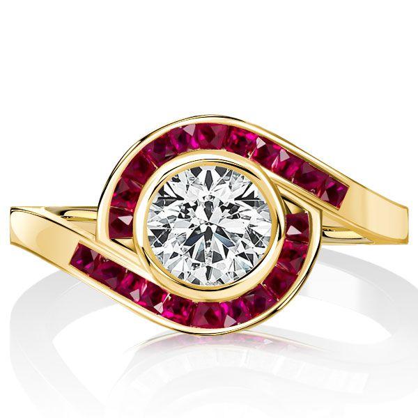 Vintage Style Ruby & Sapphire Ring - 18K Gold Plated Sterling Silver