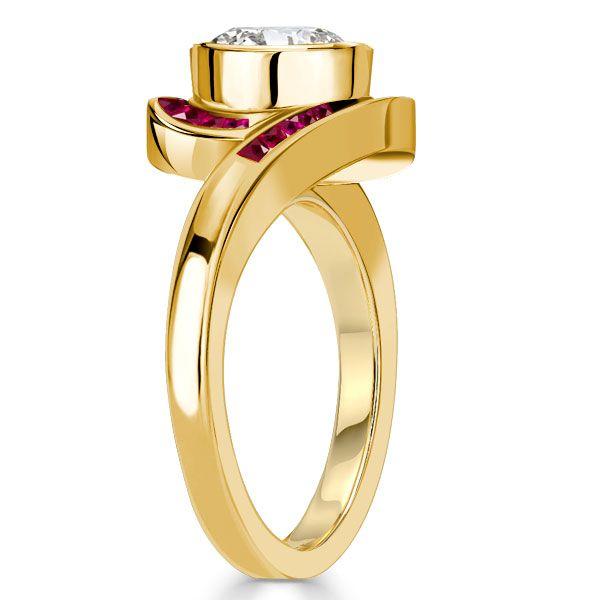 Vintage Style Ruby & Sapphire Ring - 18K Gold Plated Sterling Silver