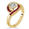 Vintage Style Ruby & Sapphire Ring - 18K Gold Plated Sterling Silver