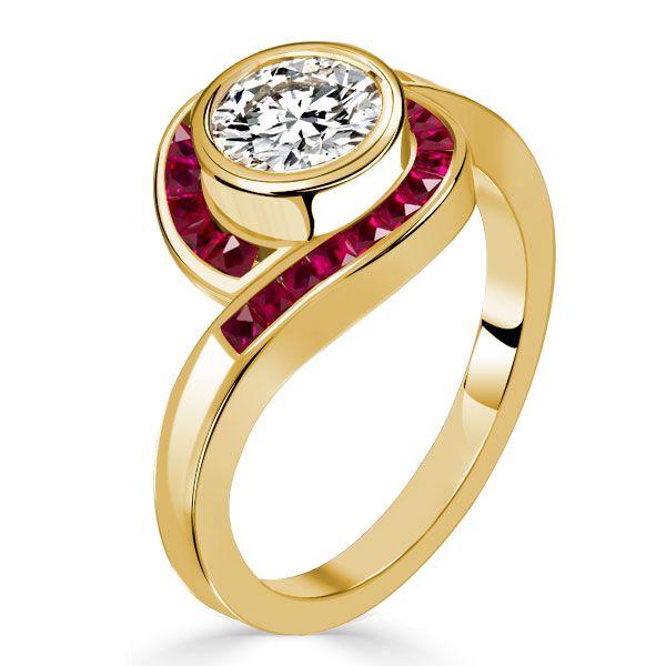 Vintage Style Ruby & Sapphire Ring - 18K Gold Plated Sterling Silver
