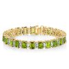 Peridot & White Emerald Cut Tennis Bracelet in Sterling Silver (6-9 Inches)