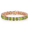 Peridot & White Emerald Cut Tennis Bracelet in Sterling Silver (6-9 Inches)