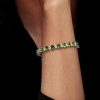 Peridot & White Emerald Cut Tennis Bracelet in Sterling Silver (6-9 Inches)
