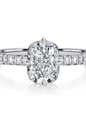 Cushion Cut Micro Pave Solitaire Engagement Ring in Sterling Silver