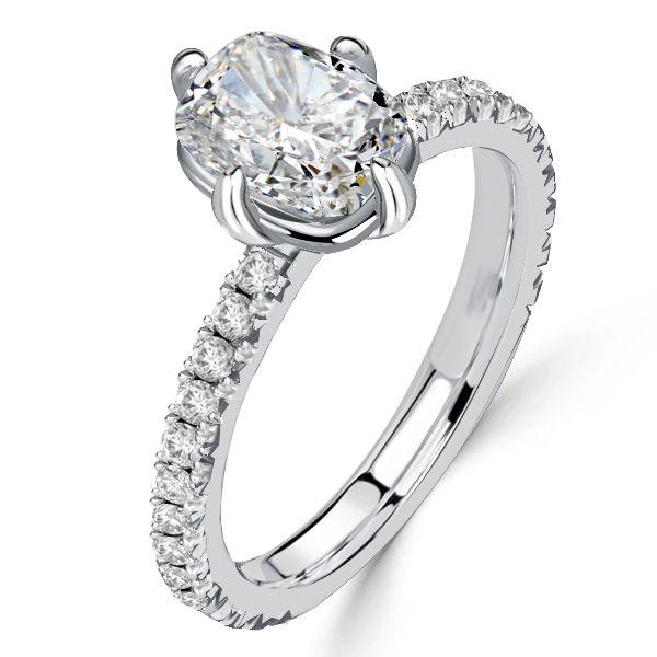 Cushion Cut Micro Pave Solitaire Engagement Ring in Sterling Silver