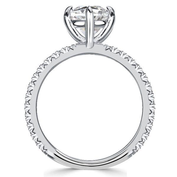 Cushion Cut Micro Pave Solitaire Engagement Ring in Sterling Silver