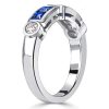Princess Cut Blue Sapphire Ring - 925 Sterling Silver Vintage Style Band
