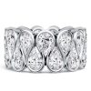 Multi Row Bezel Set Pear Cut Eternity Wedding Band in 925 Sterling Silver