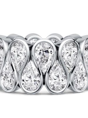 Multi Row Bezel Set Pear Cut Eternity Wedding Band in 925 Sterling Silver