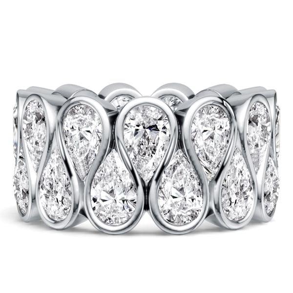 Multi Row Bezel Set Pear Cut Eternity Wedding Band in 925 Sterling Silver