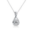18k White Gold Plated 925 Sterling Silver White Sapphire Round Drop Pendant Necklace for Women