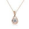 18k White Gold Plated 925 Sterling Silver White Sapphire Round Drop Pendant Necklace for Women