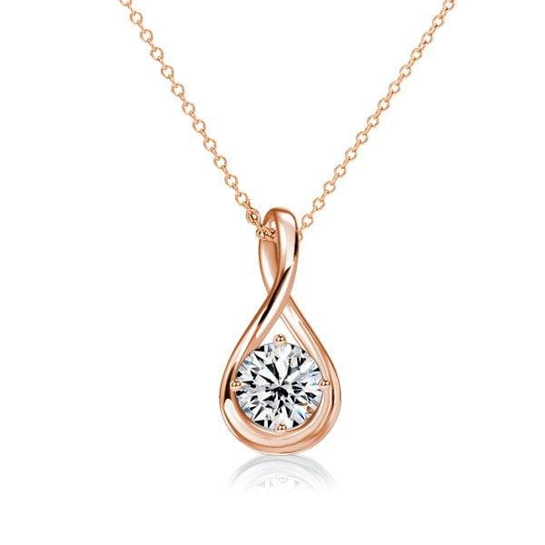 18k White Gold Plated 925 Sterling Silver White Sapphire Round Drop Pendant Necklace for Women